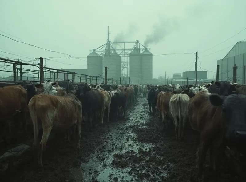 Industrial feedlot, the source most premium labels do not show