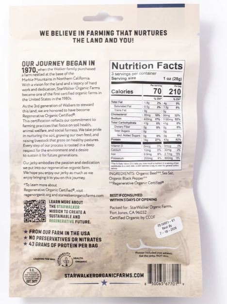 Organic Beef Jerky - Simply Salt & Pepper